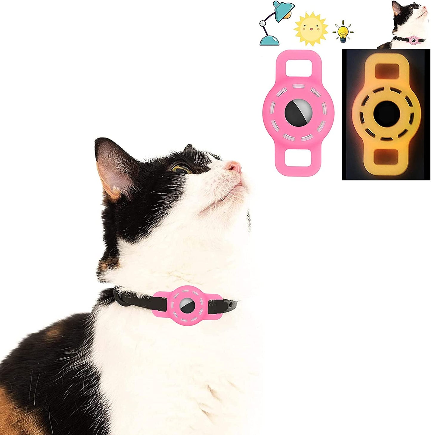 Airtag Cat Collar Holder Compatible with Apple Air Tag, Silicone Case for Cats Collar Finder Tracker Locator
