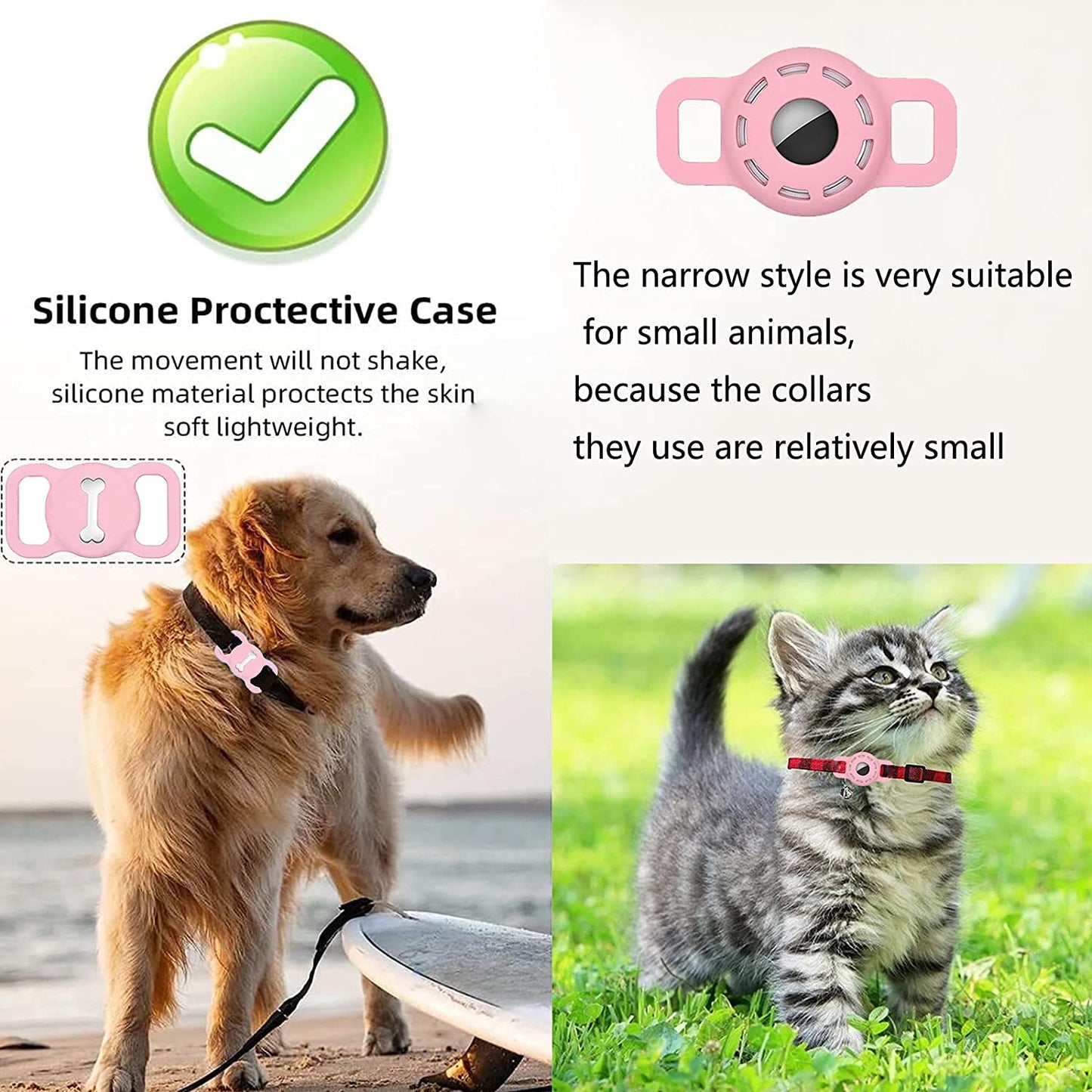 Airtag Cat Collar Holder Compatible with Apple Air Tag, Silicone Case for Cats Collar Finder Tracker Locator