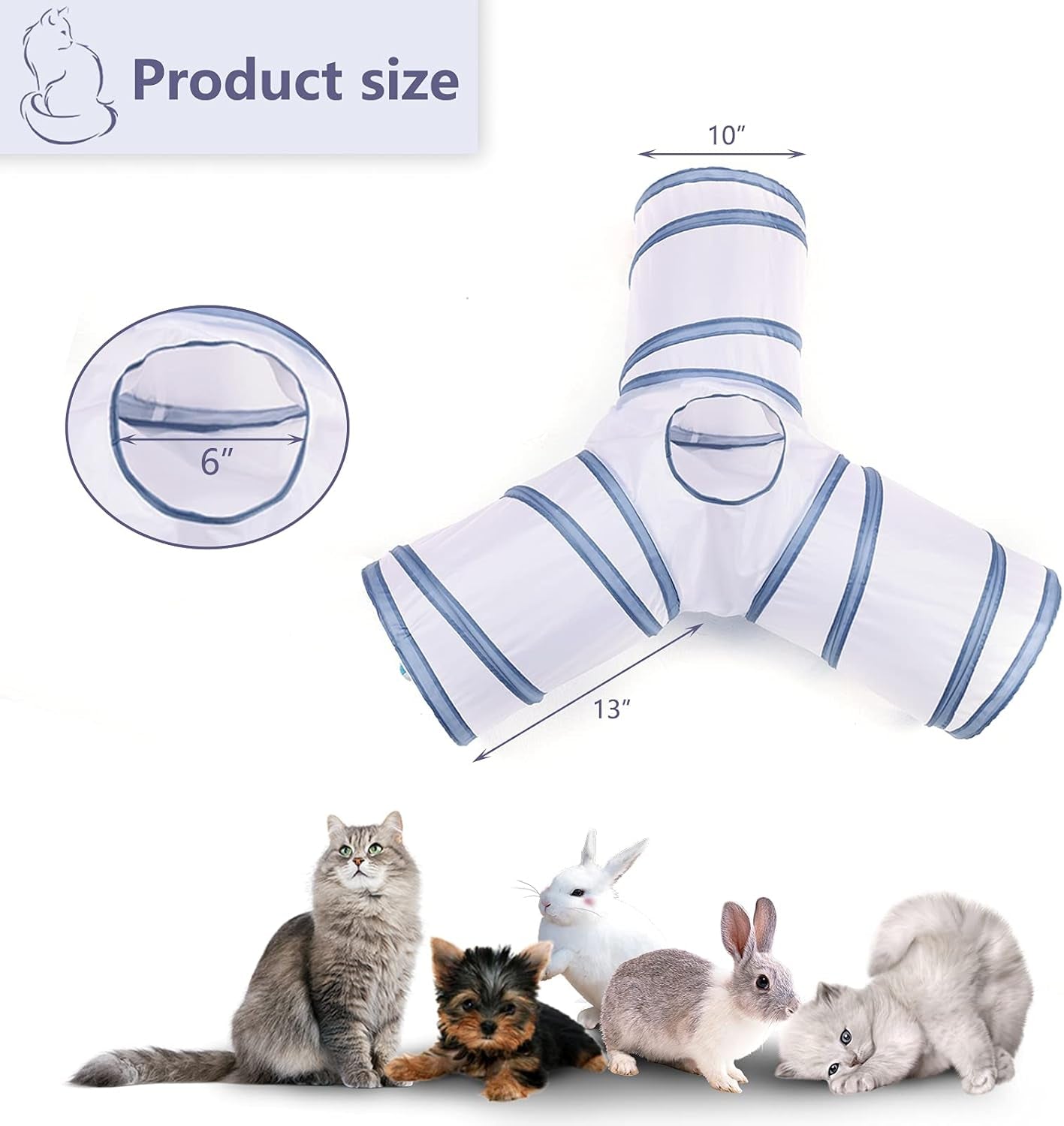 Cat Tunnel, Collapsible Tube with 1 Play Ball Toys, 3 Way Tunnel