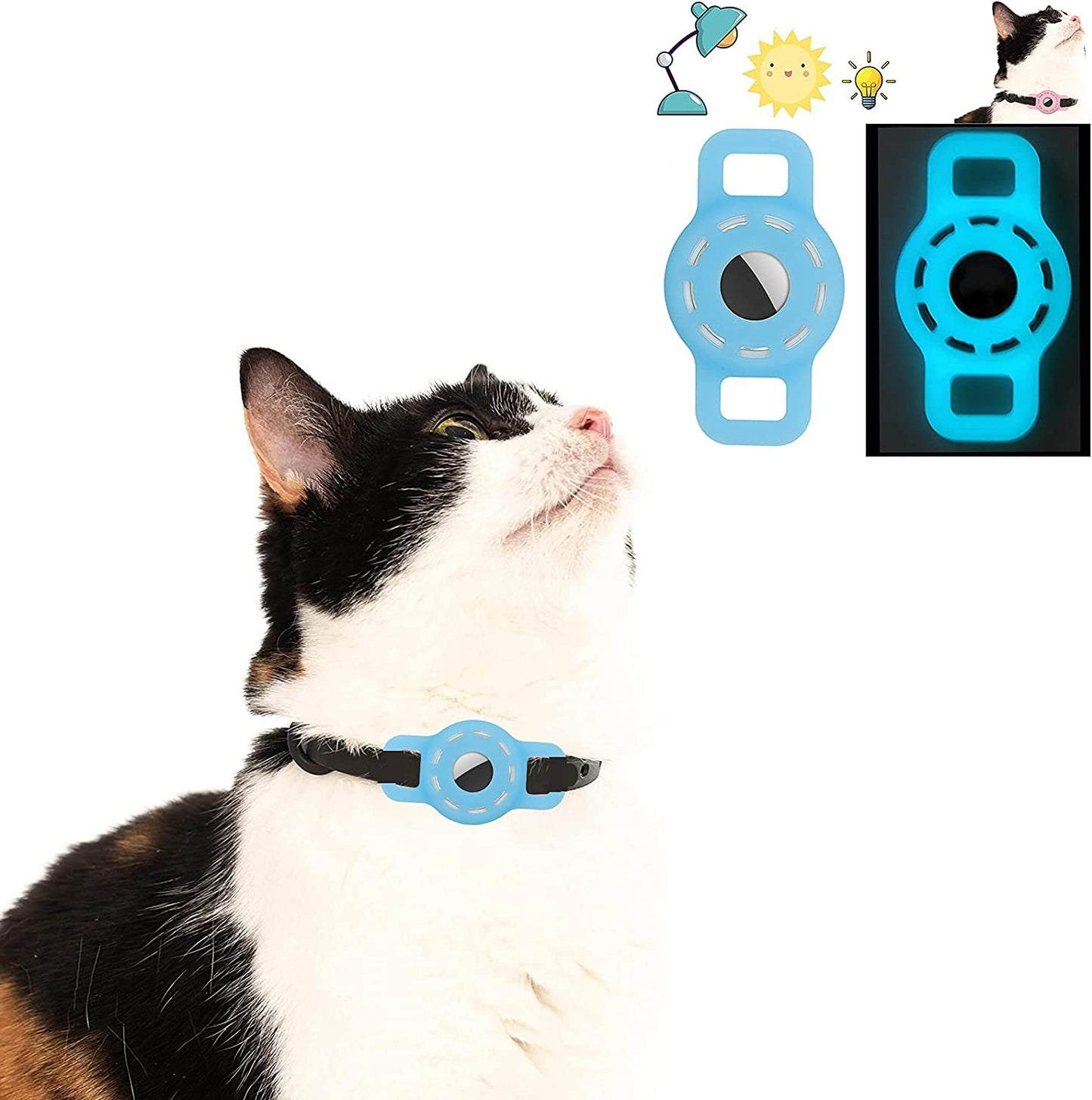 Airtag Cat Collar Holder Compatible with Apple Air Tag, Silicone Case for Cats Collar Finder Tracker Locator