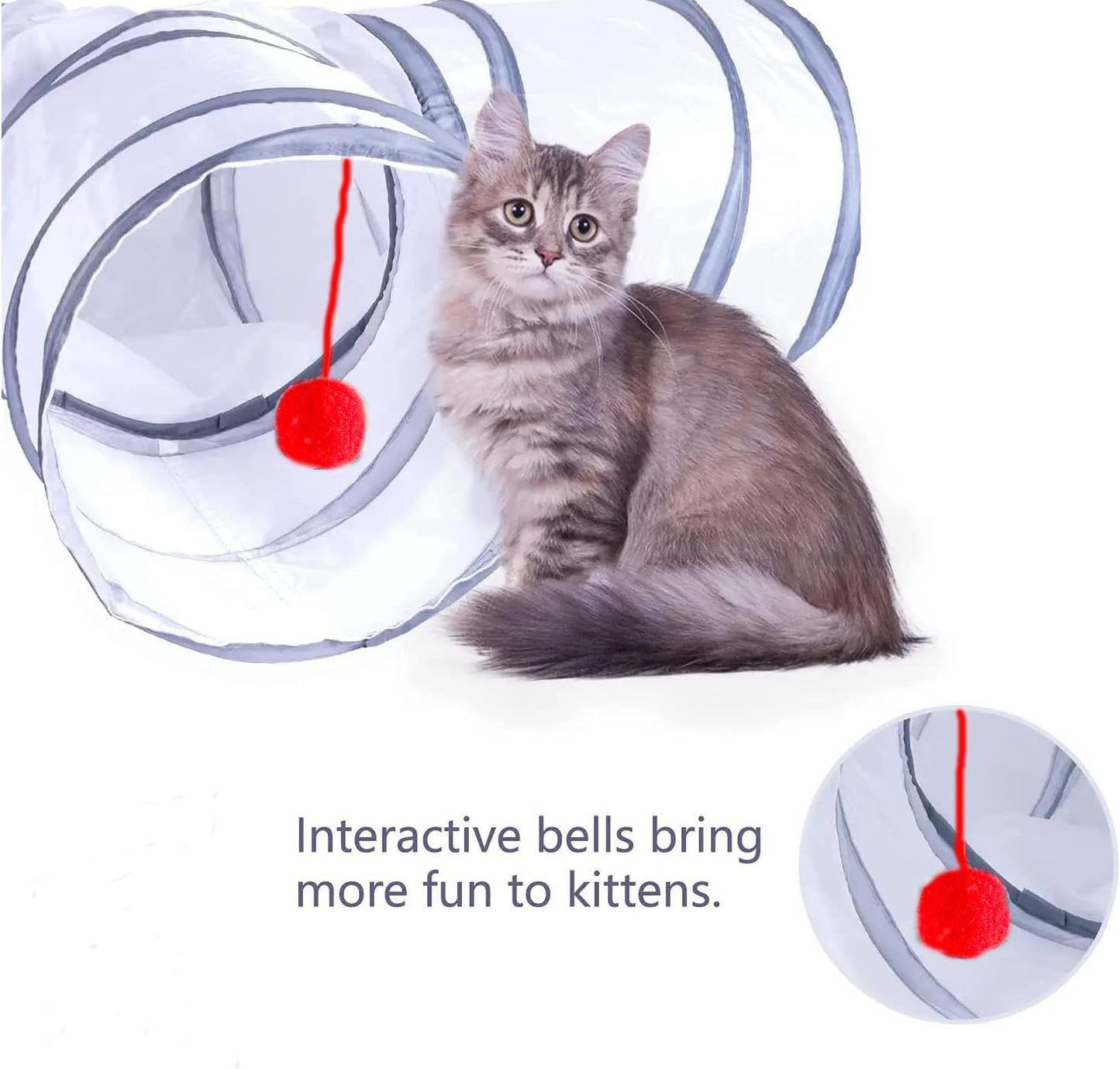 Cat Tunnel, Collapsible Tube with 1 Play Ball Toys, 3 Way Tunnel