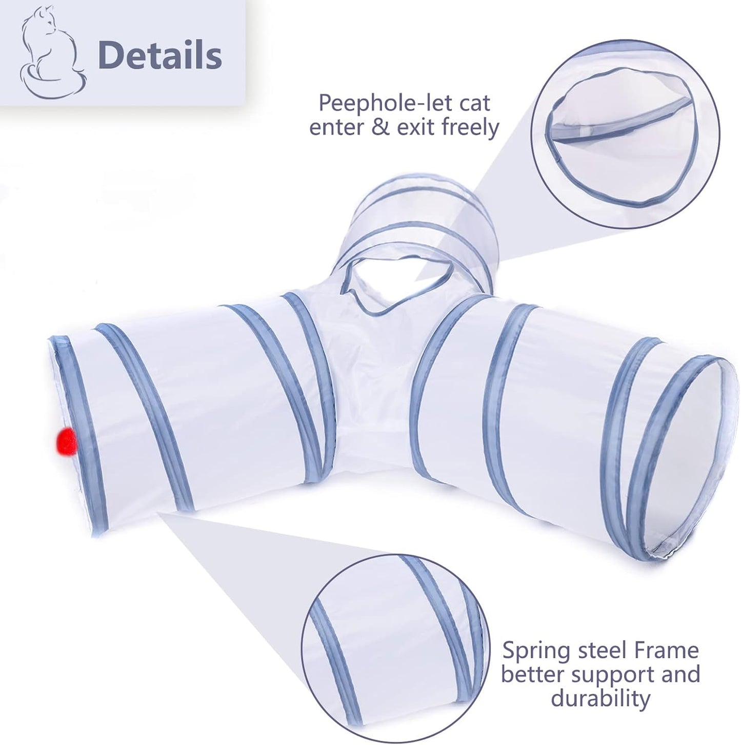 Cat Tunnel, Collapsible Tube with 1 Play Ball Toys, 3 Way Tunnel