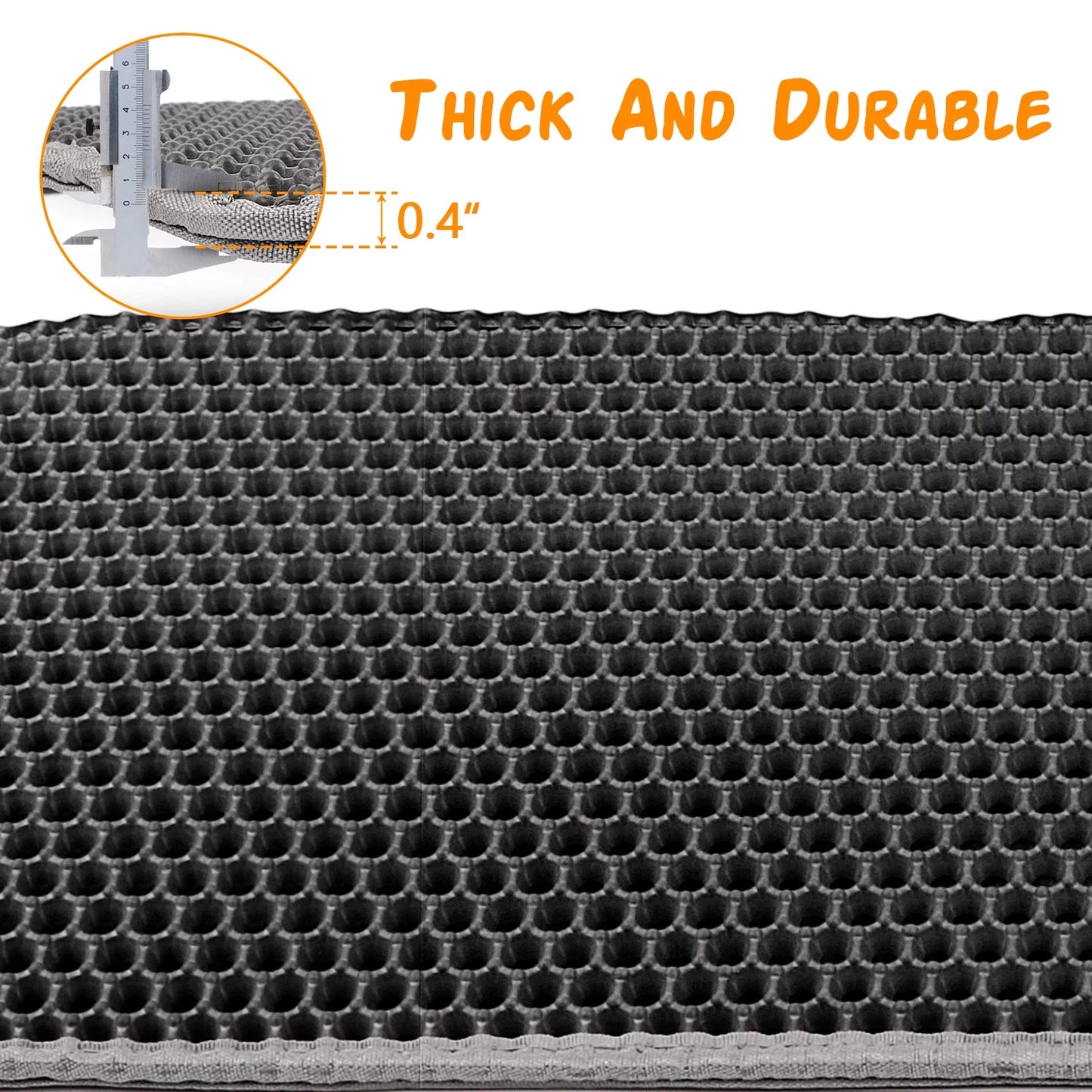 Cat Litter Mat Kitty Litter Mat , 24 X 15 Inch Honeycomb Easy to Clean, Soft on Paws, Non-Slip, Waterproof Cat Mat (Black)