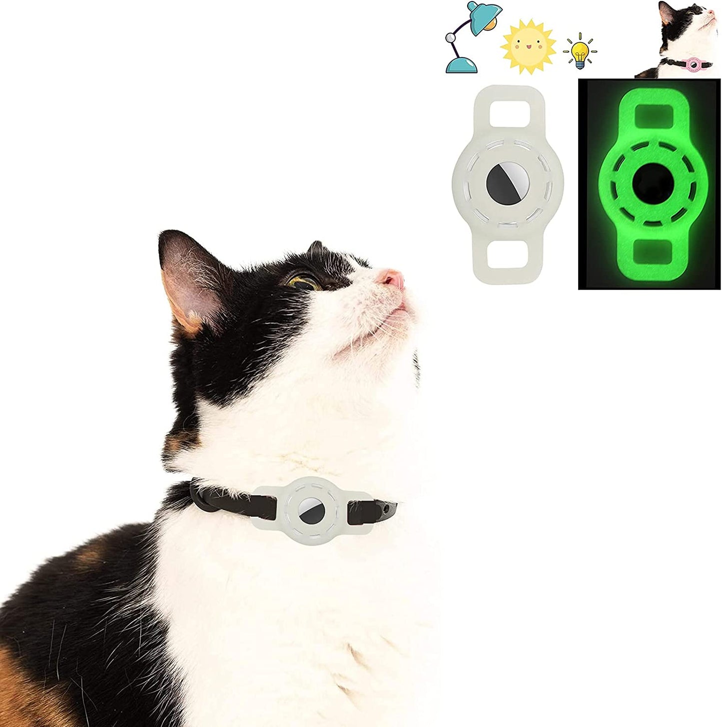 Airtag Cat Collar Holder Compatible with Apple Air Tag, Silicone Case for Cats Collar Finder Tracker Locator