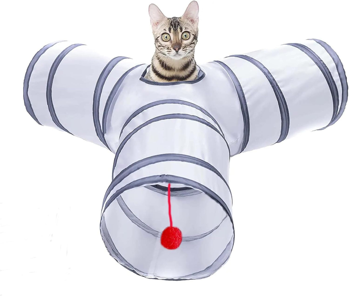 Cat Tunnel, Collapsible Tube with 1 Play Ball Toys, 3 Way Tunnel