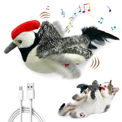 Cat Toys for Indoor Cats Interactive Flapping Chirping Bird Kitten Toy Touch Activated Rechargeable Automatic with Catnip