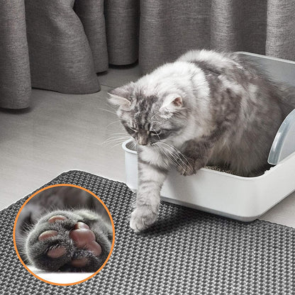 Cat Litter Mat Kitty Litter Mat , 24 X 15 Inch Honeycomb Easy to Clean, Soft on Paws, Non-Slip, Waterproof Cat Mat (Black)