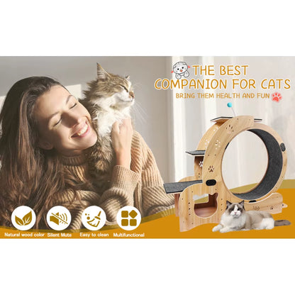 Cat Wheel 6-In-1 Cat Exercise Wheel,Upgraded Cat Wheel Exerciser for Indoor Cats,Large Cat Treadmill,Cat Running Wheel