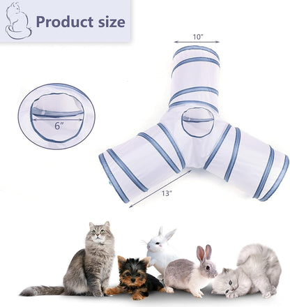 Cat Tunnel, Collapsible Tube with 1 Play Ball Toys, 3 Way Tunnel