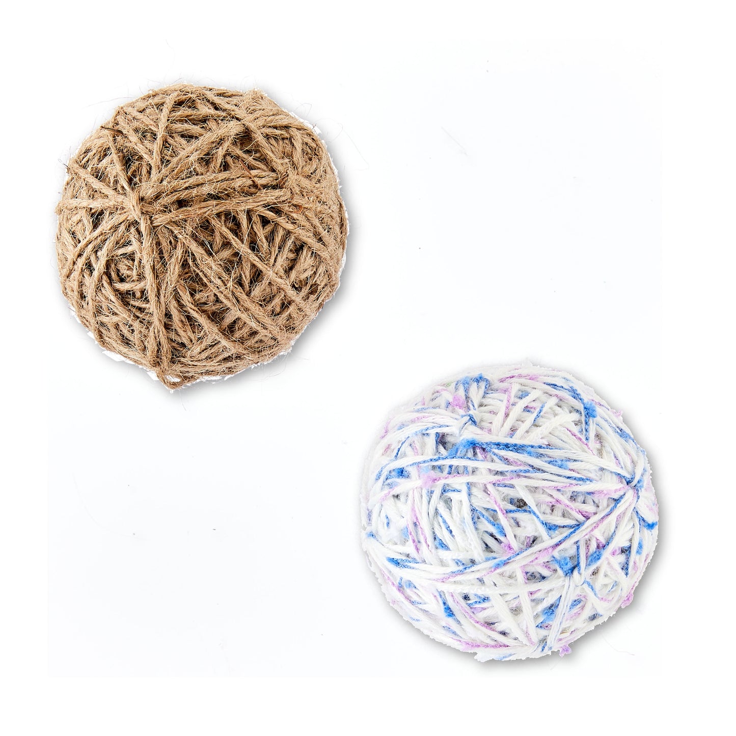 Interactive Cat Toy Yarn Balls with Bell and Rattling Sound, Multi-Colored Balls, 2 Pk