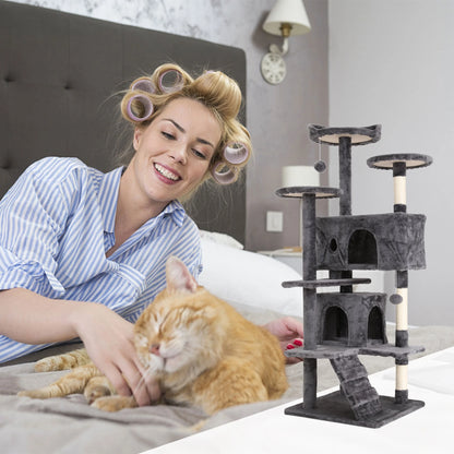 54In  Tower, Multi-Level Cat Tower Furniture Activity Center with Platform Scratching Posts Stand House Condo and Toy, Cat Condos for Indoor Cats Kitten Activity Relaxing, Ashy