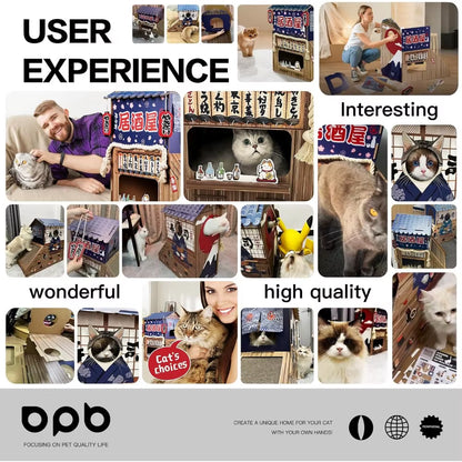 Cardboard Cat House for Indoor,Cat Scratcher House,Cat House with Scratchers,(29.5Inx28.5Inx18In),Double Cat Bed.